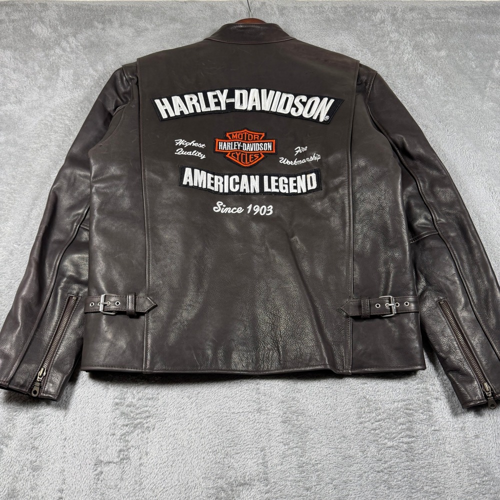 Harley Davidson Leather Jacket Mens Large Brown American Legend Biker